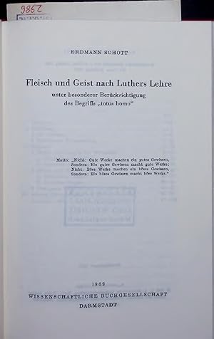 Seller image for Heisch und Geist nach Luthers Lehre unter besonderer Bercksichtigung des Begriffs  totus homo". for sale by Antiquariat Bookfarm