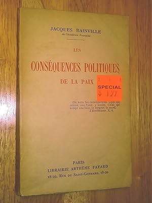 Seller image for Les consquences politiques de la paix for sale by Claudine Bouvier