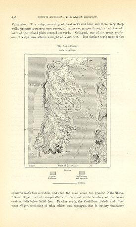 1894 Antique Map of Chiloe in Southern Chile