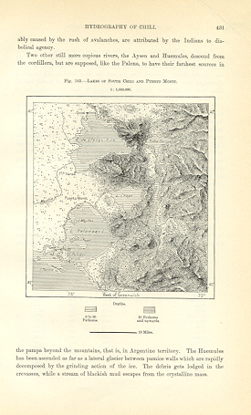 1894 Antique Map of the Lakes of Southern Chili and Puero Montt