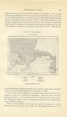 1894 Antique Map of The Chacao Channel in Chile