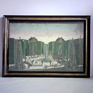 Imagen del vendedor de Versailles - Zweytes Lust Bassein des Irrgartens (Guckkastenbild eines Gartendetails) - Handkolorierte Kupferstich a la venta por Celler Versandantiquariat