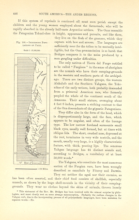 1894 Antique Map of the Indiginous Peoples of Chili