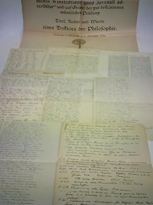 Bild des Verkufers fr Bibliothekar und Archologe. 11 Seiten original Handschrift mit Tinte, Blei und Buntstift sowie 1 Blatt einer Abschrift in Schnschrift zum Verkauf von Celler Versandantiquariat