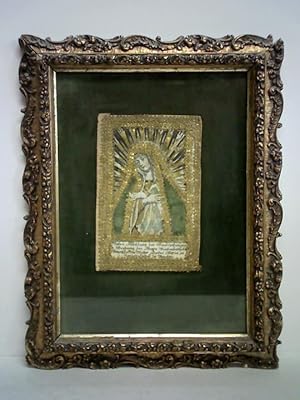 Seller image for Wahre Abbildung der Wunderthtigen in Wendtung der Augen Wunderbarlichen Schmertzhafften Mutter Gottes Maria in Herzog Spittall zu Mnchen - Goldfarben bestickte Abbildung von Maria mit Strahlenkranz und Trnentchlein, unten Inschrift. Nach einem Kupferstich von Sckler, Mnchen, um 1780 for sale by Celler Versandantiquariat