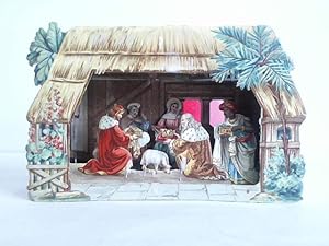 Guckkastenkrippe mit Darstellung von Joseph, Maria, dem Jesuskind und den Heiligen Drei Königen i...