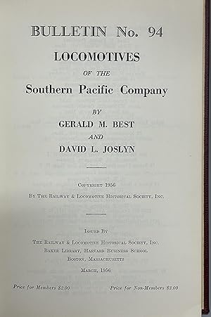 Image du vendeur pour Locomotives Of The Southern Pacific Company Bulletin No. 94 mis en vente par Dungeness Books, ABAA