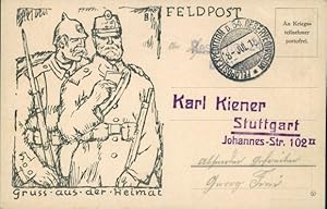 Ansichtskarte / Postkarte Deutsche Soldaten in Uniformen, Brief aus der Heimat, Kreuz-Pfennig, DRK