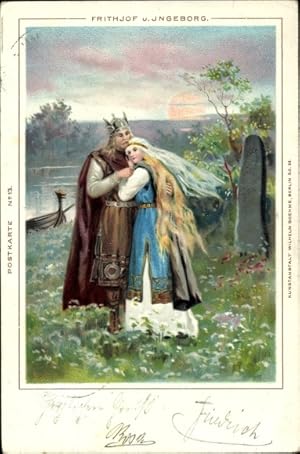 Litho Frithjofssage, Frithjof und Ingeborg, Liebe, Nordische Sage