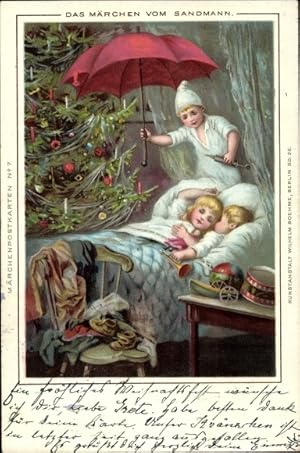 Litho Märchen vom Sandmann, Schlafende Kinder, Tannenbaum