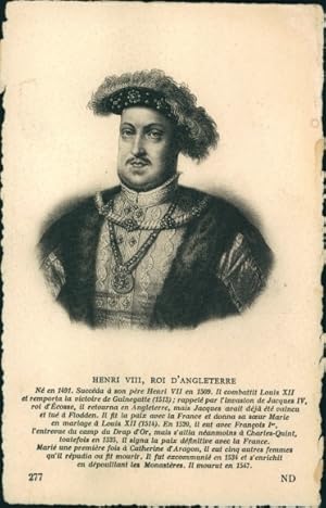 Imagen del vendedor de Ansichtskarte / Postkarte Heinrich VIII, Knig von England, Portrait a la venta por akpool GmbH