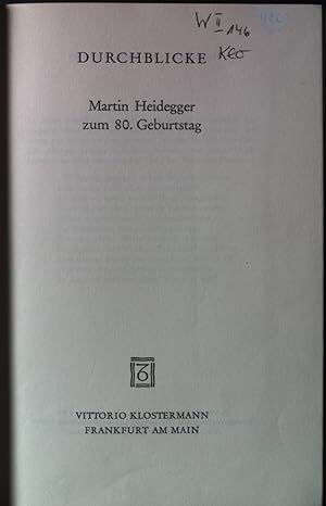 Bild des Verkufers fr Das befreite Nichts - in: Durchblicke : Martin Heidegger zum 80. Geb. zum Verkauf von books4less (Versandantiquariat Petra Gros GmbH & Co. KG)