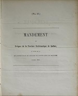 Seller image for (glise de Sainte-Anne de Beaupr) Mandement for sale by Librairie Michel Morisset, (CLAQ, ABAC, ILAB)