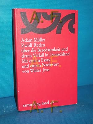 Bild des Verkufers fr Zwlf Reden ber die Beredsamkeit und deren Verfall in Deutschland (Sammlung Insel 28) zum Verkauf von Antiquarische Fundgrube e.U.