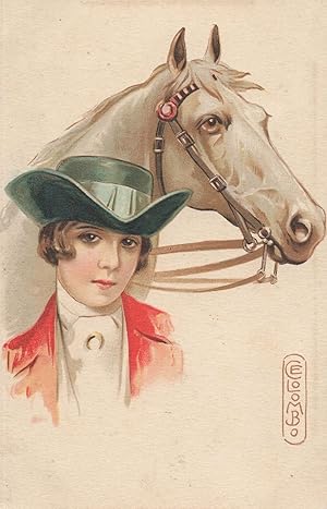 Image du vendeur pour Italian Fox Hunting Equestrian Lady WW1 Antique Glamour Postcard mis en vente par Postcard Finder