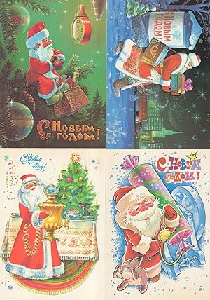 Russian Santa Claus 4x Soviet Christmas Postcard s