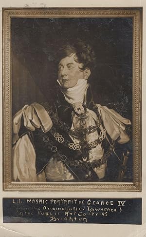 Mosaic Portrait Of King George IV Real Photo Old Postcard