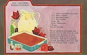 New England Indian Pudding Recipe Cookery Rare Postcard