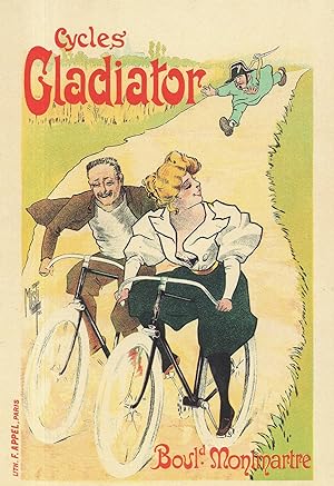Cycles Gladiator French Old Advertising Bike Poster Postcard