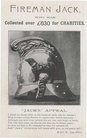 Fireman Jack Antique WW1 Charity Fire Helmet Fundraising Postcard