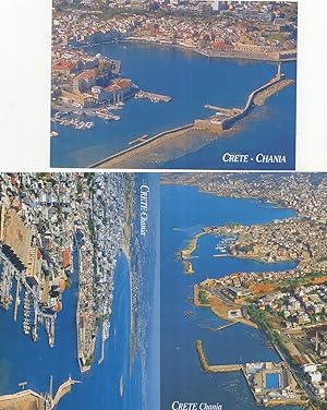 Crete Krete Chania Aerial Birds Eye Views 3x Postcard s