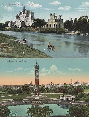Seller image for Manzil Palace Lucknow Canoe Boat River Clock Tower Indian Postcard for sale by Postcard Finder