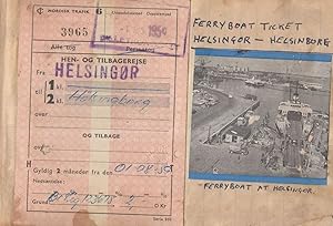 Helsingor Denmark 1959 Old Ferry Ship Ticket & Map Please Read