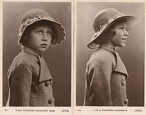 Princess Elizabeth & Margaret Rose 2x 1937 Real Photo Beagles Old Postcard s