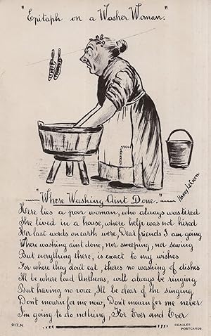 Seller image for A Washer Woman Laundry Rhyme Poem Old Comic Postcard for sale by Postcard Finder