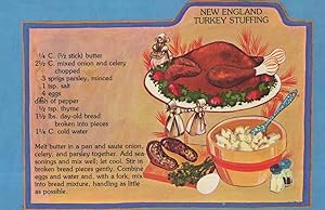 New England Turkey Stuffing Recipe Cookery Rare Postcard