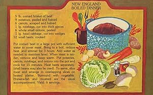 New England Boiled Dinner Recipe Cookery Rare Postcard