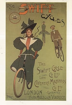 Swift Cycles Old London Holburn Viaduct Poster Advertising Postcard