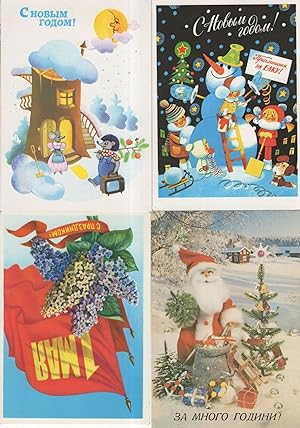 Russia 4x Soviet 1980s Father Christmas Santa Claus Postcard s