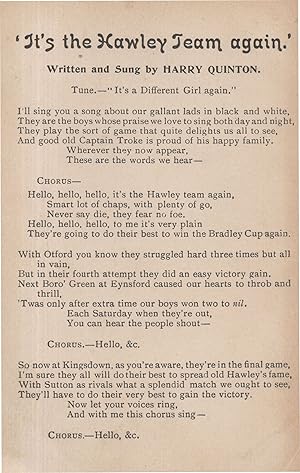 Hawley Hampshire Football Club Soccer Song Antique Postcard