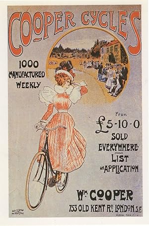 Cooper Cycles Old Kent Road London Advertising Poster Postcard