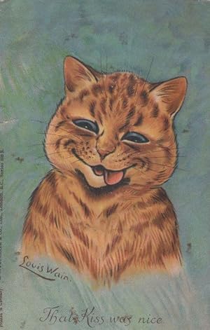 Louis Wain That Kiss Was Nice Antique Cat PB Postcard Please Read