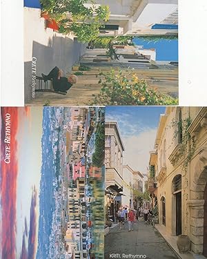 Crete Krete Rethymno Bicycle Side Streets Cafe Dusk 3x Postcard s