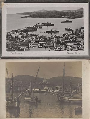 Bild des Verkufers fr Syros Greece Harbour 2x Ship Harbour Greek Old Postcard s zum Verkauf von Postcard Finder