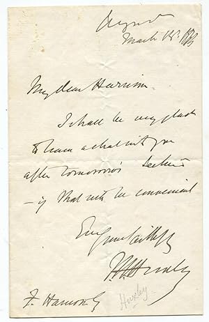 1863 [?] English Biologist Thomas Huxley Autograph Letter Signed