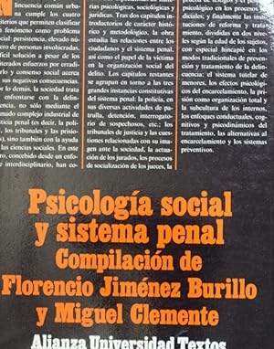 Imagen del vendedor de Psicologa social y sistema penal a la venta por Librera Alonso Quijano