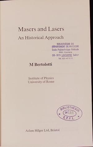 Bild des Verkufers fr Masers and lasers. An historical approach. zum Verkauf von Antiquariat Bookfarm