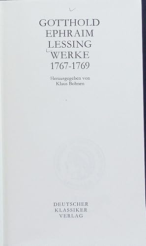 Bild des Verkufers fr Werke und Briefe. Werke 1767-1769. zum Verkauf von Antiquariat Bookfarm