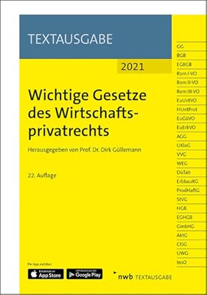 Seller image for Wichtige Gesetze des Wirtschaftsprivatrechts (Textausgabe) for sale by buchlando-buchankauf