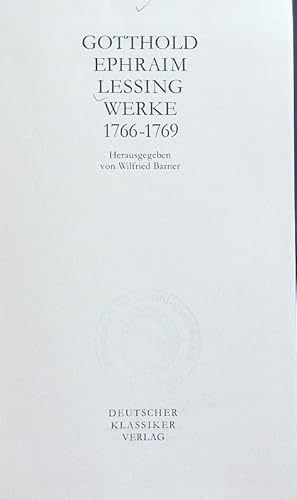 Image du vendeur pour Werke und Briefe. Werke 1766-1769. mis en vente par Antiquariat Bookfarm