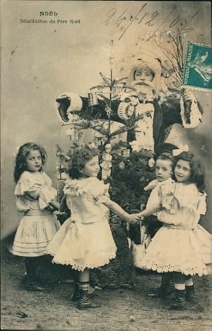 Ansichtskarte / Postkarte Glückwunsch Weihnachten, Weihnachtsmann, Kinder, Tannenbaum