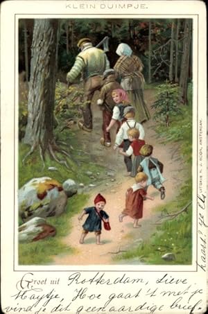 Litho Der kleine Däumling, Märchen, Waldpartie, Tummeliten