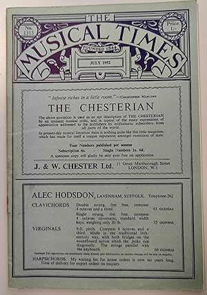 Image du vendeur pour The Musical TimesJuly 1952 No.1313 / Rosemary Hughes "The Haydn Orchestra" / Frank Howes The Business of Criticism" / Denis Stevens "The Keyboard Music of Thomas Tallis" / Hubert Foss "Thoughts on a Pamphlet" / H V Spanner "What Is Originality?" / Di Lasso "Out of range of Cupid's bow (sheet-music)" / E R Anderson"Round about Radio" / David V Cox "The Music Campers" mis en vente par Shore Books