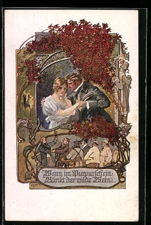 Bild des Verkufers fr Knstler-Ansichtskarte W. Braun: Deutscher Schulverein Nr. 1079: Wenn im Purpurschein blinkt der wilde Wein zum Verkauf von Bartko-Reher