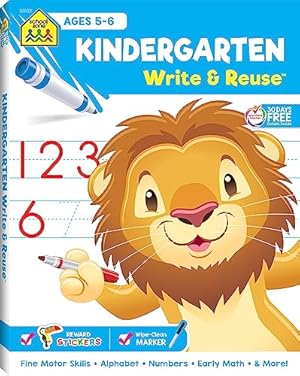 Seller image for School Zone - Kindergarten Write & Reuse Workbook - Ages 5 to 6, Spiral Bound, Write-On Learning, Wipe Clean, Includes Dry Erase Marker, Early Math, and More (School Zone Write & Reuse Workbook) for sale by Reliant Bookstore