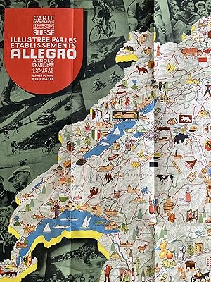 Carte de la Suisse, illustrée par les Etablissements Allegro, Arnold Grandjean, Neuchâtel.